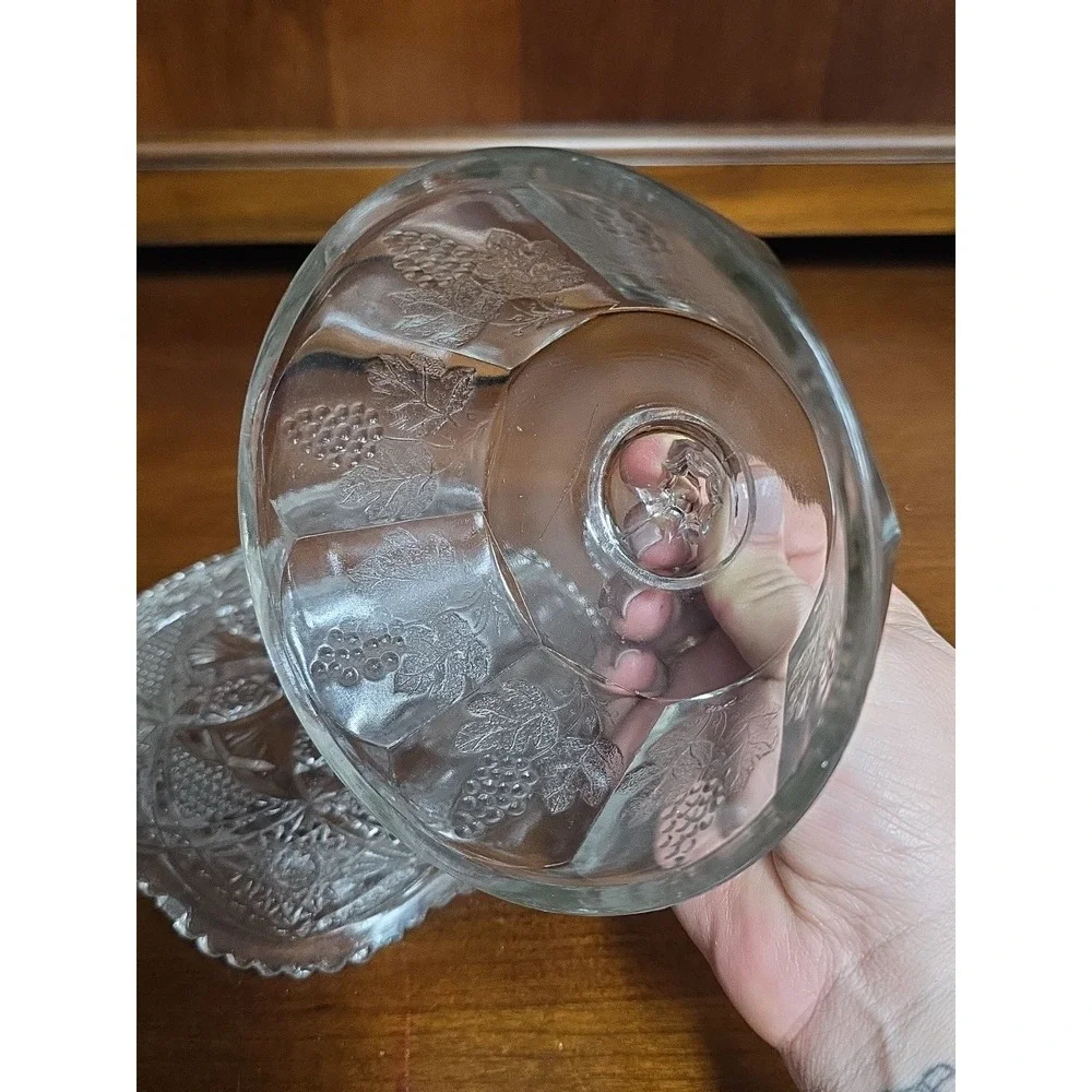 Vintage‎ Clear Butter Dish, Grapes,, Grape Leaves with Lid